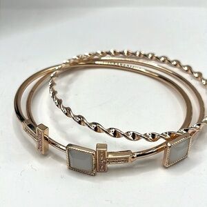 Rose Gold  Cuff Bracelet Set 3 Bracelets in Rose Gold Tone Adjustable Dainty